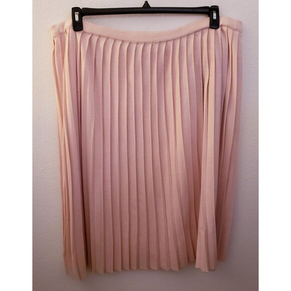 Vintage Argenti Pink Knit Pleated Wool Blend Ladylike Midi Skirt Sz 22W EUC - Picture 1 of 9